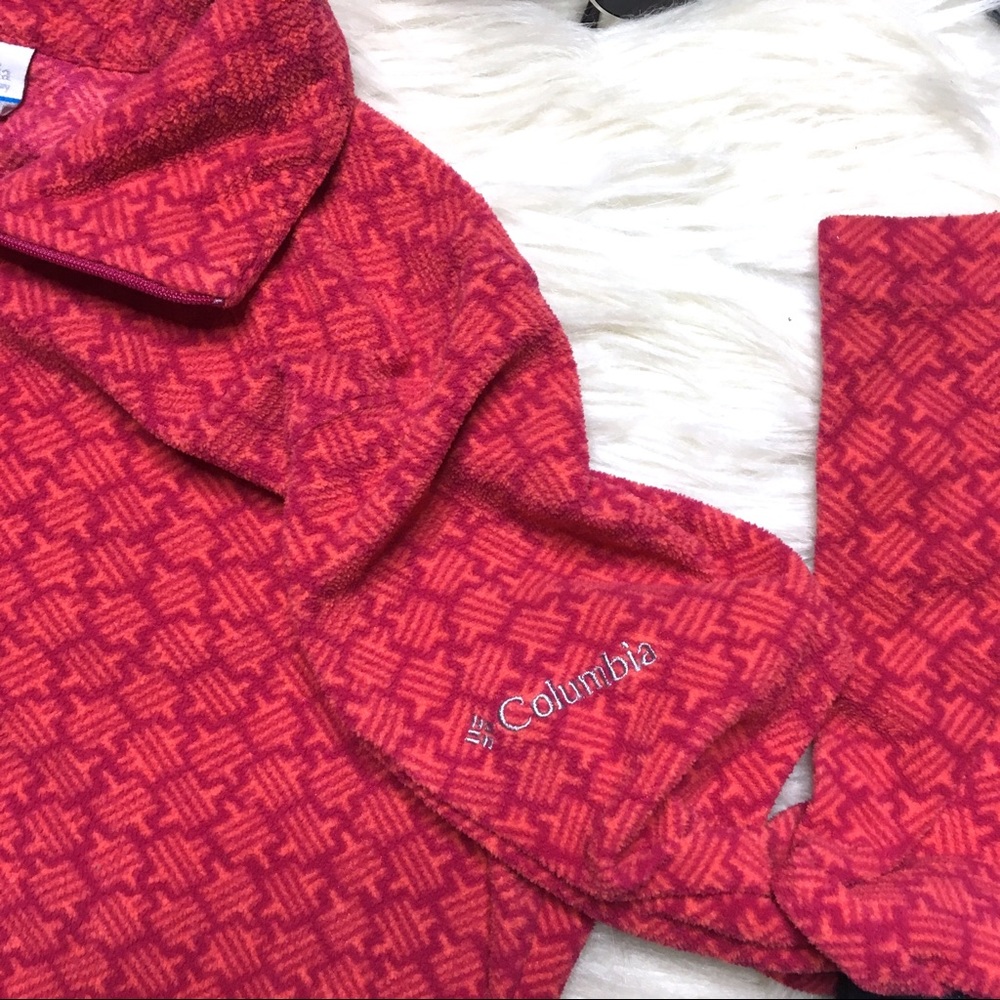 COLUMBIA Pink Purple Patterned Fleece Pullover - Picture 6 of 6